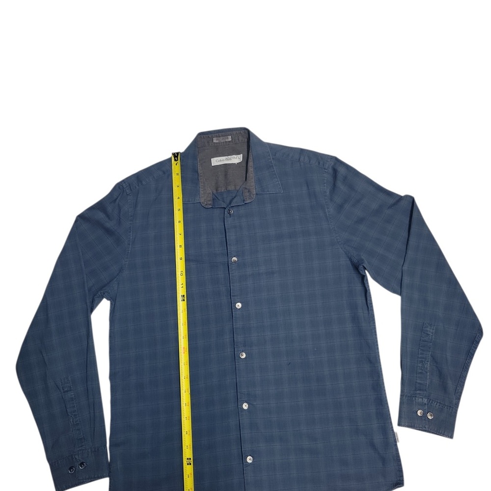 Calvin Klein Men's Slim Fit Long Sleeve Button Down Dress Shirts Navy Blue Sz M - Picture 3 of 9